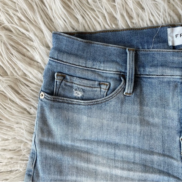 FRAME Denim Le Cut Off Alemany Grind Blue Distressed Shorts W7183 EUC Size 26 - Picture 5 of 11